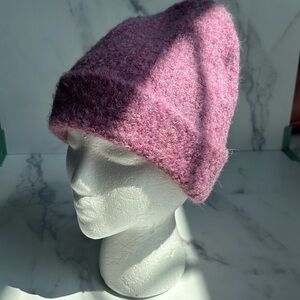 Xandres Fuzzy Heather Pink Beanie Hat Wool Blend Unisex
